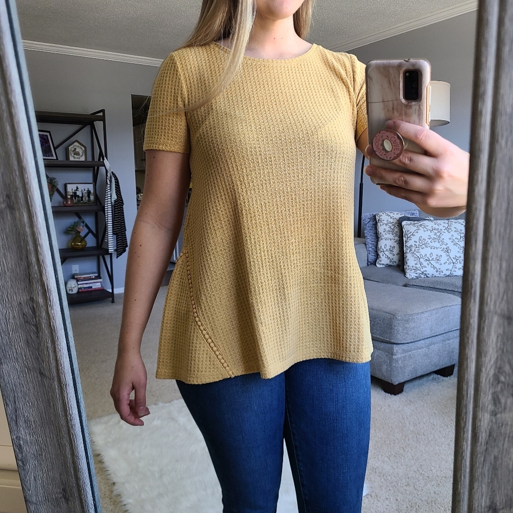 Sonoma Mustard Textured Blouse